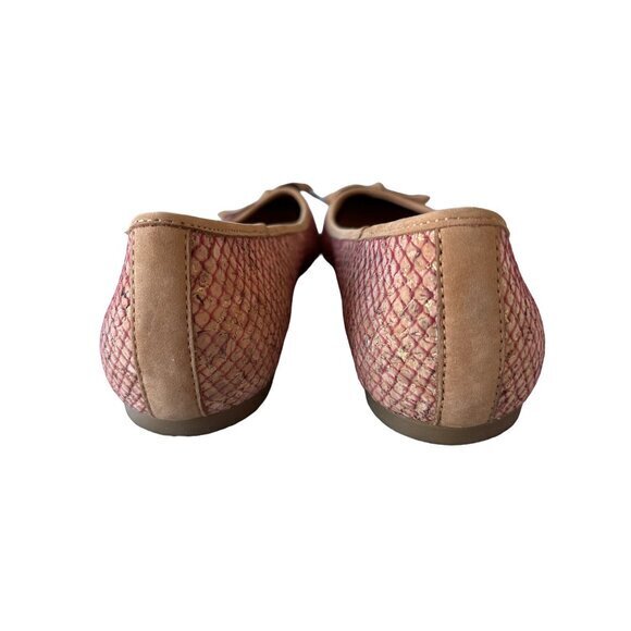 BORN Carri Flats Size 8.5 Shoes Cork Leather Snake Embossed Bow NEW - Picture 3 of 9